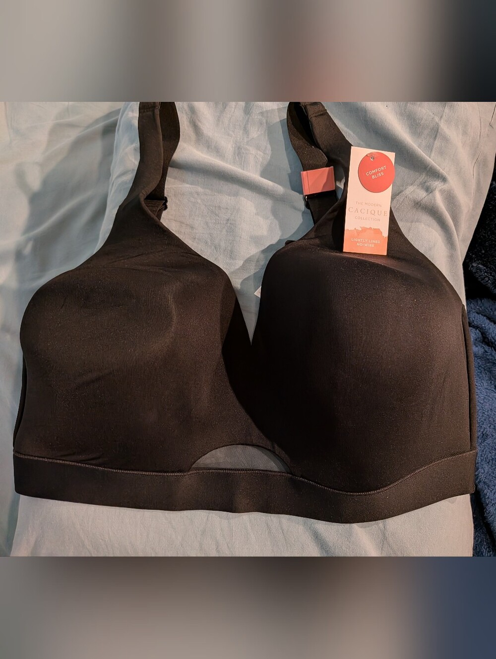 Cacique Black Comfort Bliss Lightly-Lined Wireless Bra